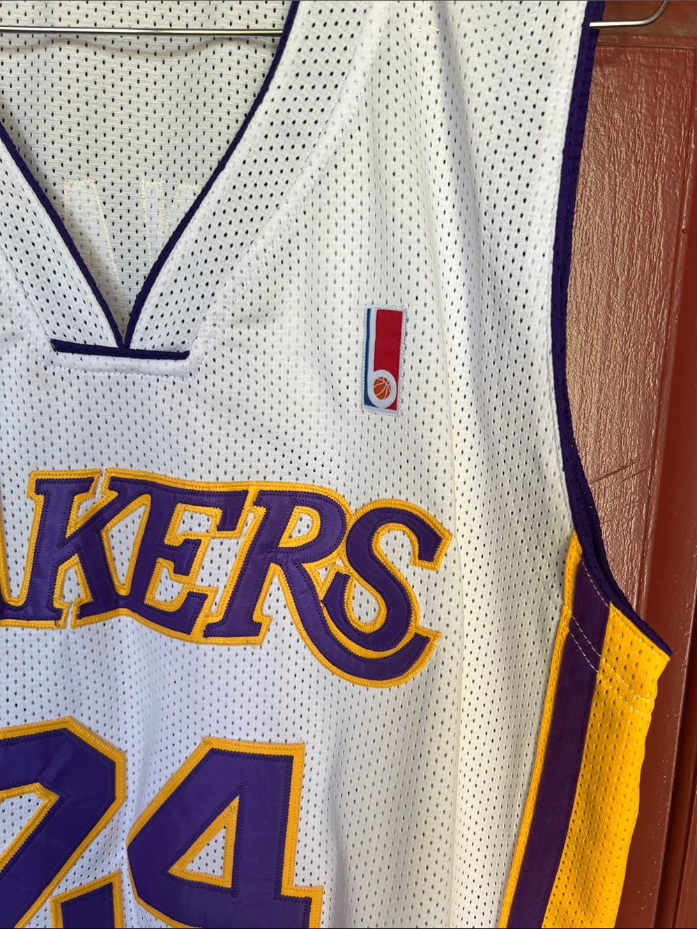 Kobe Bryant Mitchell & Ness White Lakers #24 Mesh Jersey with Purple and Yellow - Picture 3 of 8